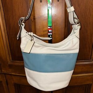 Coach leather blue and white bag
